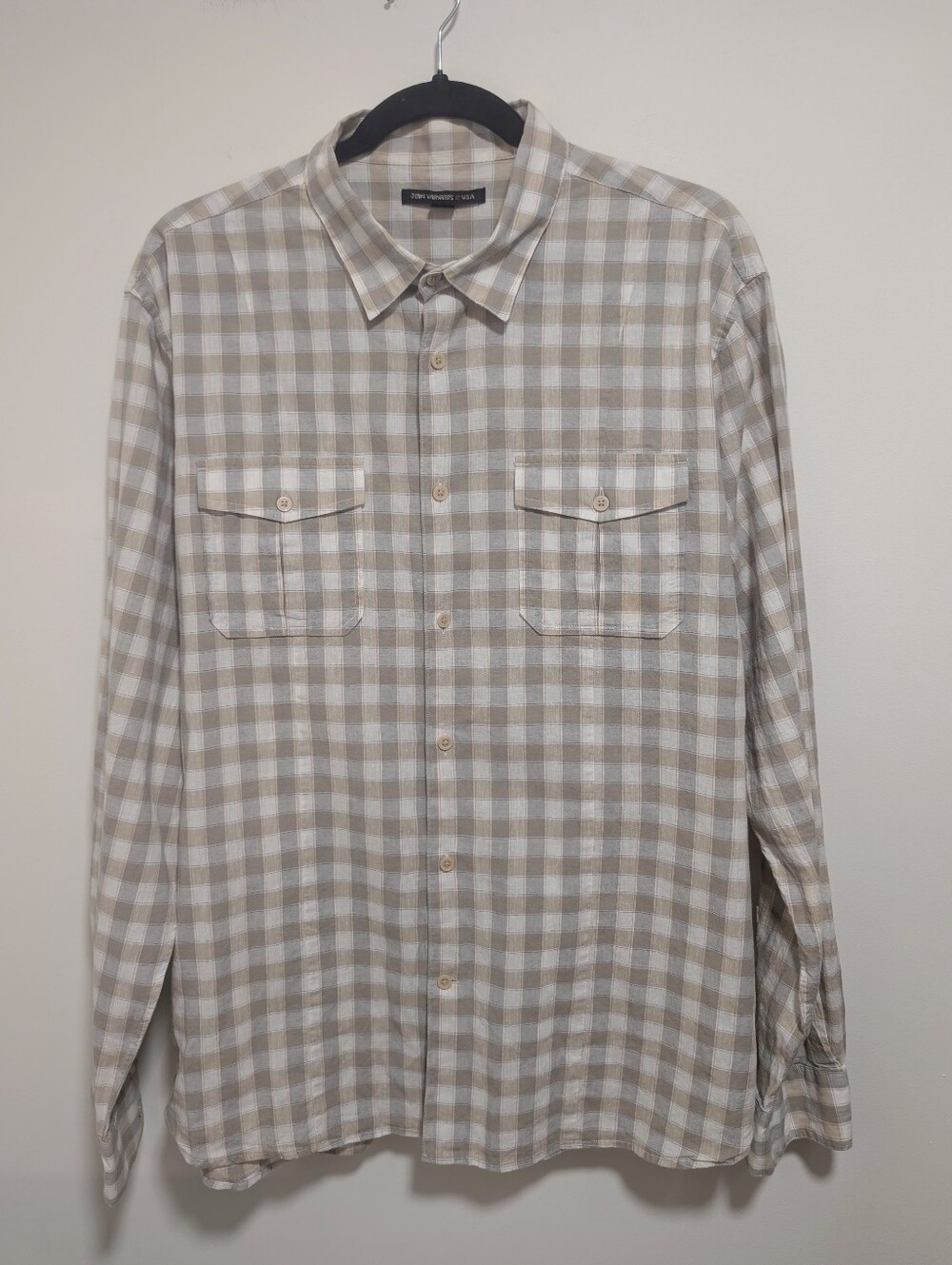 John Varvatos USA | Cotton Linen Plaid Long Sleeve Button Down Shirt